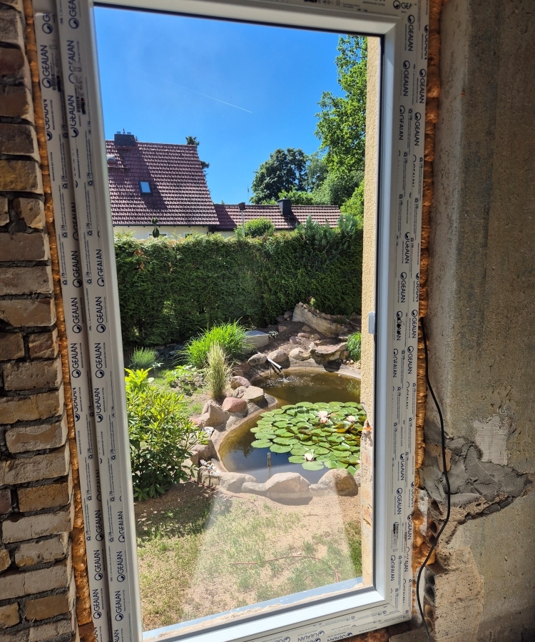 Wohnzimmer Blick in den Garten EG (Rohbau)